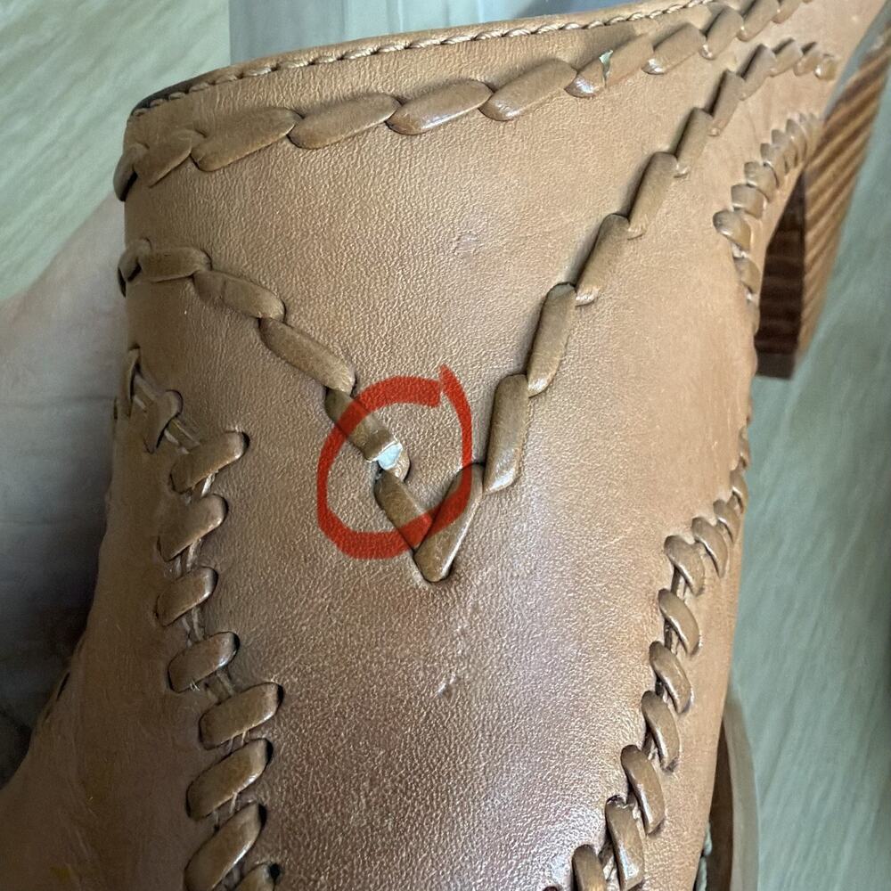 White Mt. Tan Leather Western Style Slip On Clog Women's Size 9M - Picture 5 of 11